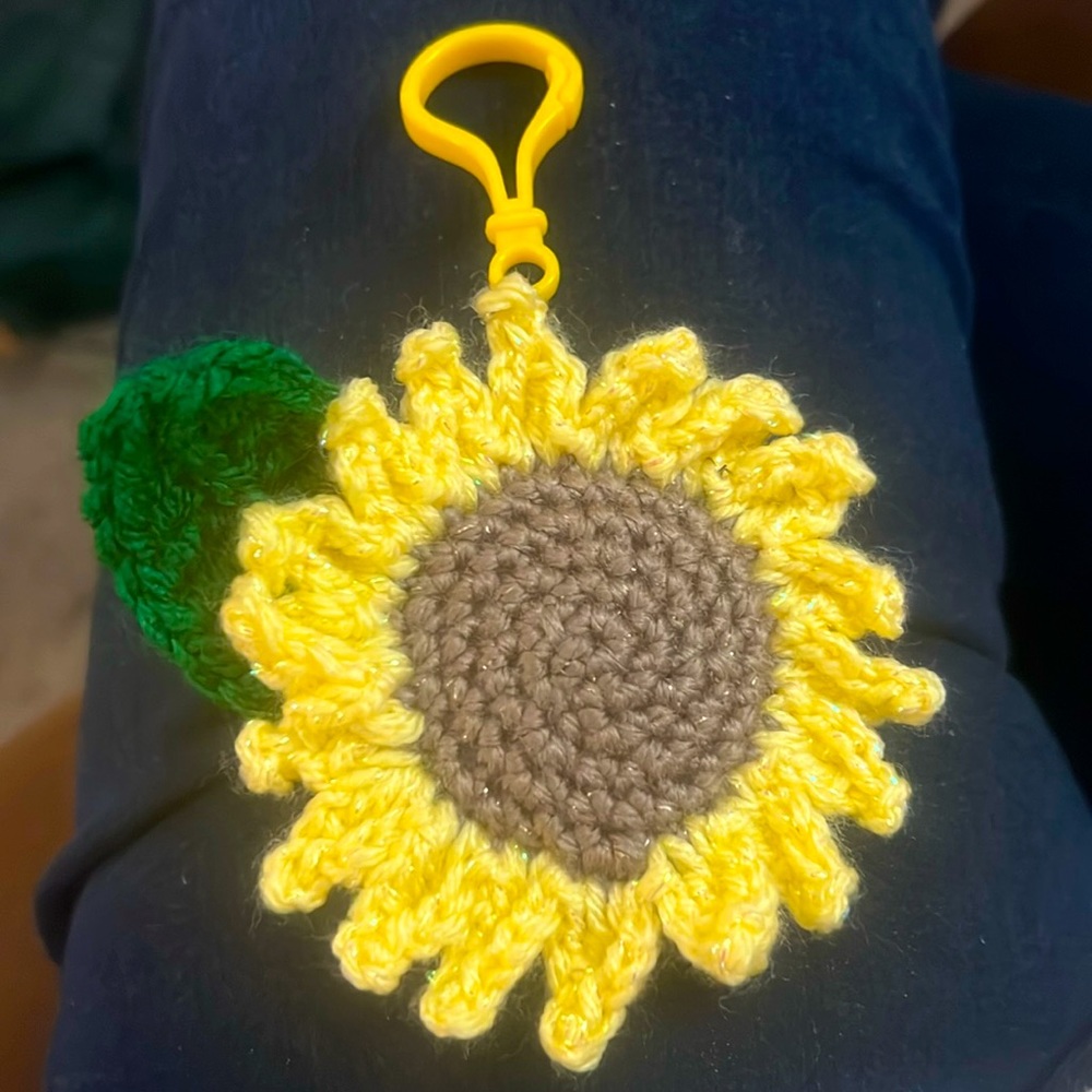 Sunflowers’s Crocheted Keychain or Hand Bag Bling Gift Handcrafted by me